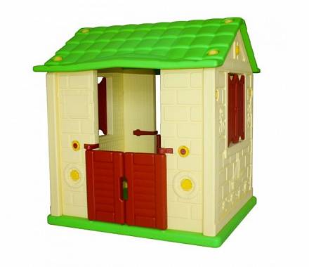 Игровой домик для детей Королевский с 2 окнами и 2 дверями, желтый 